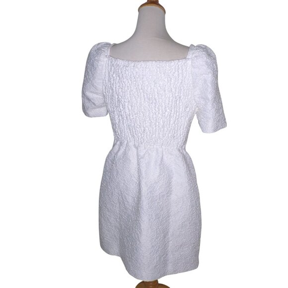 🆕ELLIATT Feminise Mini Dress Textured Puff Sleeve White Small 4 - Picture 11 of 13